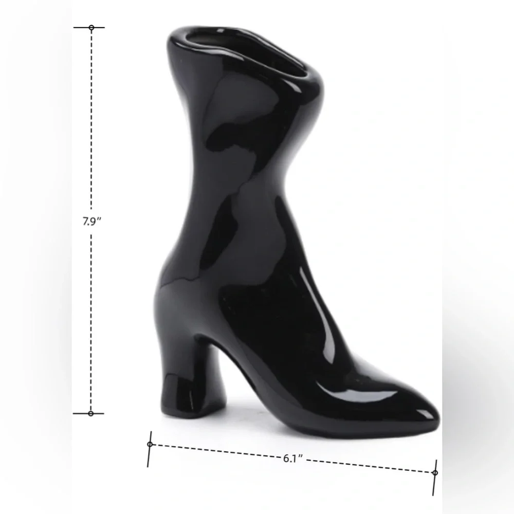 Black Ceramic Boot Vase